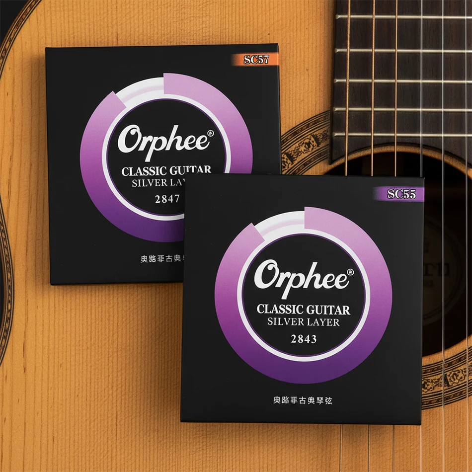 Orphee Saiten für klassische Gitarre, SC-Serie, klares Nylon, versilbertes Kupfer, harte/normale Spannung 028-043/028-045