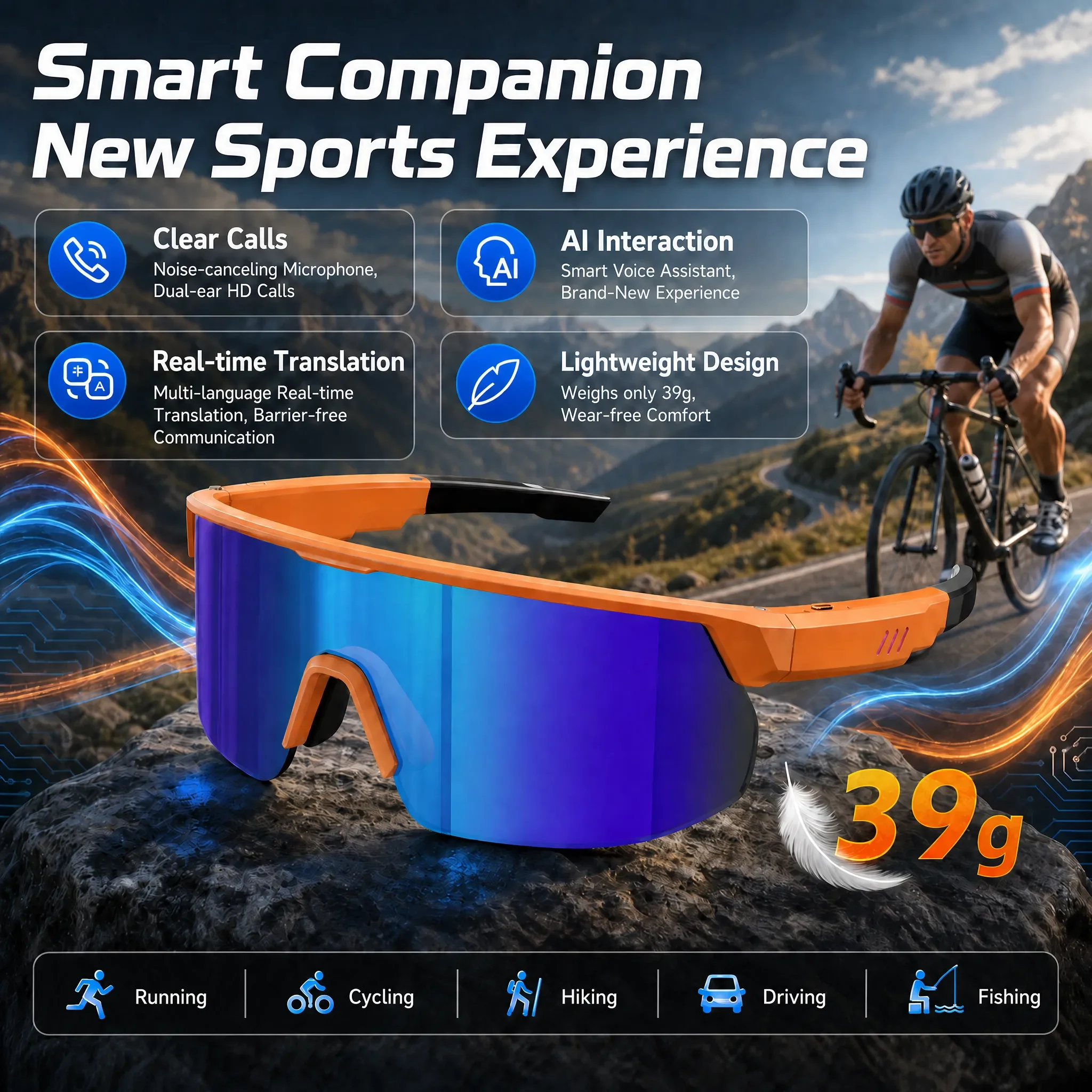 

New Smart Bluetooth V5.3 Sunglasses Glasses Call Outdoor Sports Headphones HIFI Black Technology Anti-touch UV For Men And Women