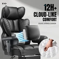 Office Chair Ergonomic Leather High Back Gaming Chair with Footrest, Adjustable Armrests 4