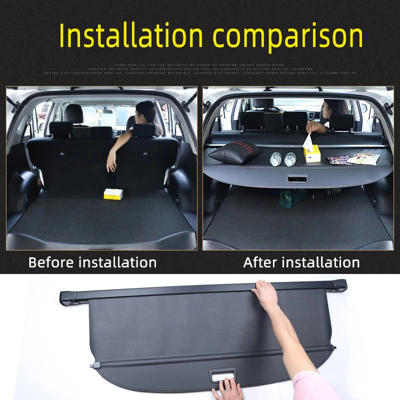 For Hyundai Tucson Cargo Cover Trunk Retractable Parcel Rack Waterproof Shield Privacy Cargo Cover Auto Parts 2015-2020