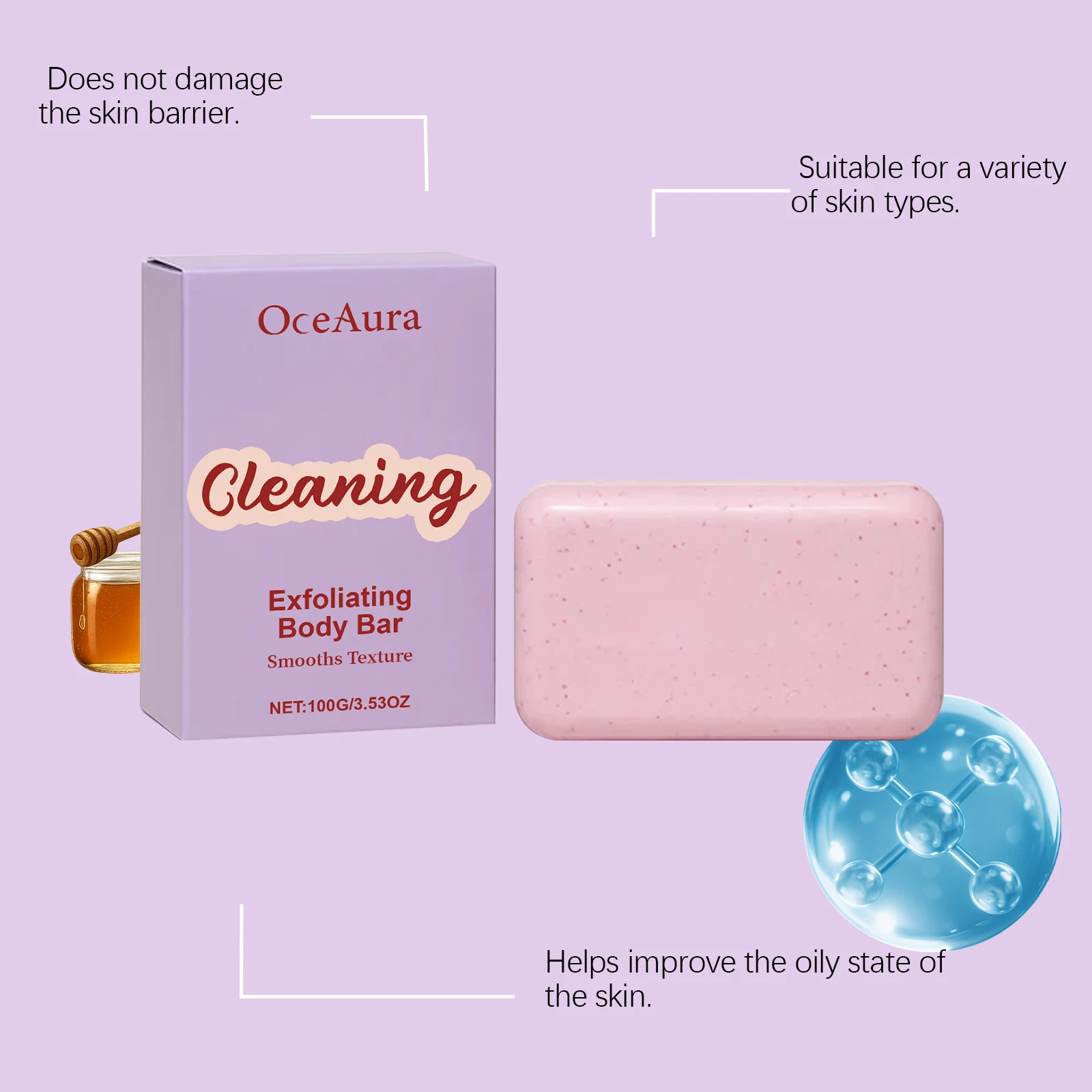 Oceaura Body Cleaning Soap Gentle Remove Dead Skin Moisturizing Lasting Fresh Fragrance Cleaning Body Dirts Body Shower Soap
