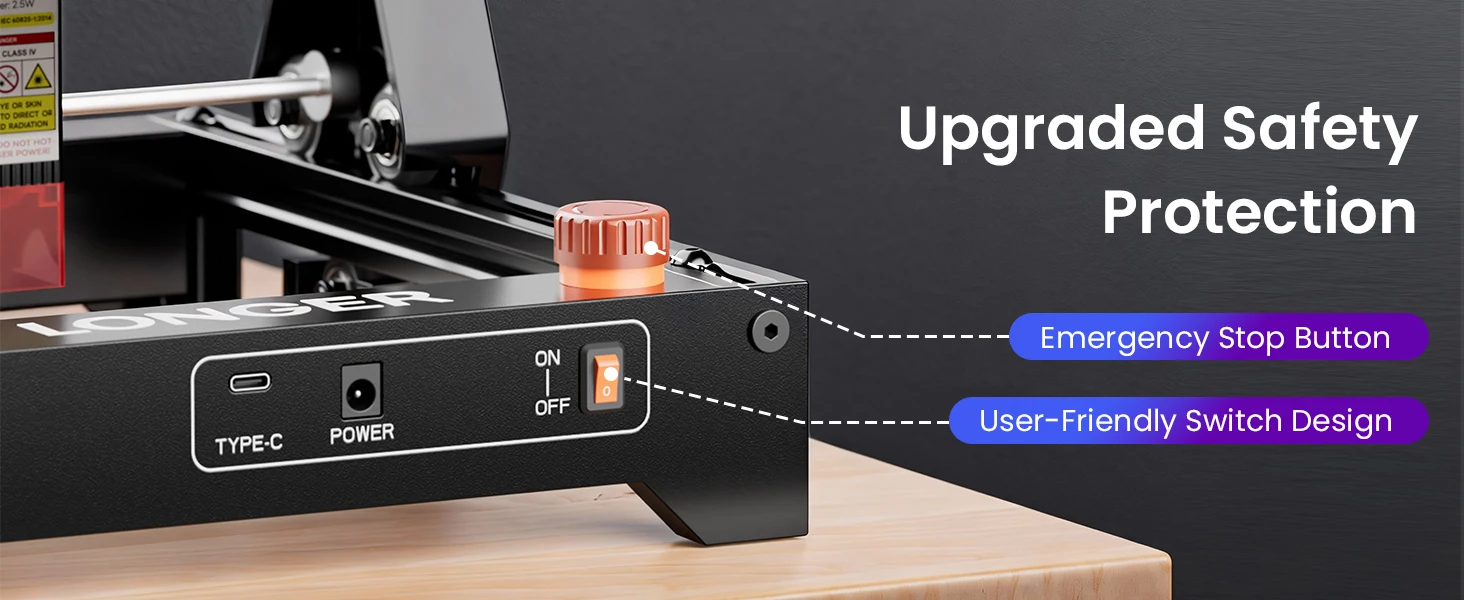 LONGER Ray5 Mini Lasergravierer 5.5W 3.5W Kompakt Tragbar WLAN DIY Holz Leder Metall Laser Gravurmaschine LightBurn LaserGRBL – Detail 8