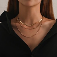 Stainless Steel Chain Layered Necklace Separated Set for Women Statement Golden Metalic Waterproof Collar Necklace Jewelry