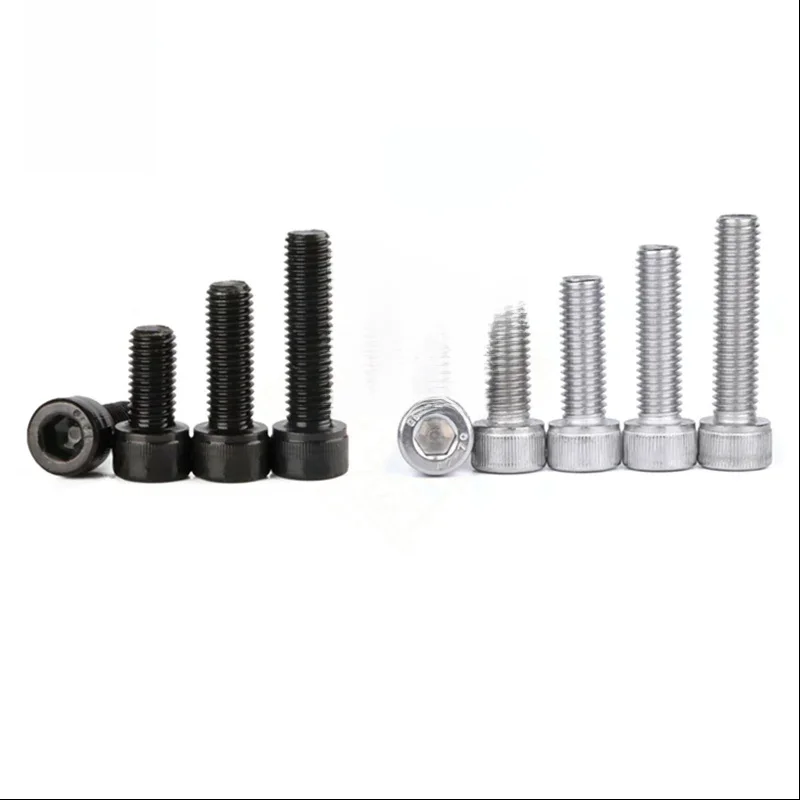 10 pièces M3 M4 M5 M6 M8 304 A2 acier inoxydable noir grade 12.9 acier DIN912 hexagone tête creuse vis Allen boulon L = 4-60mm