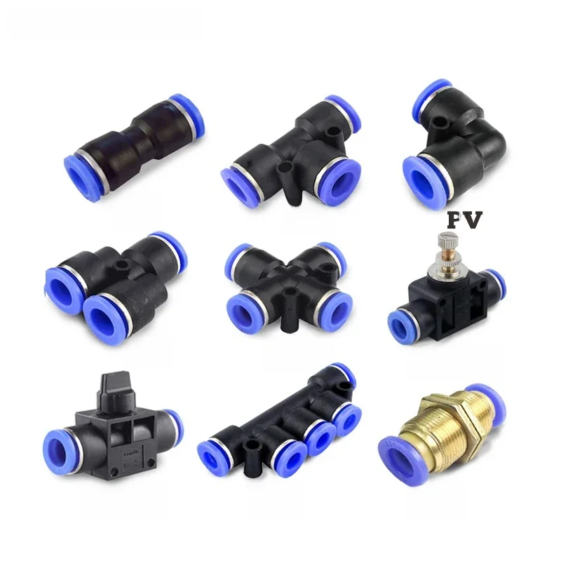 Raccord pneumatique connecteur de tuyau Tube raccords rapides d'air connecteurs en plastique PU PE PV PY SA PK PM HVFF 4mm 6mm 8mm 10mm 12mm