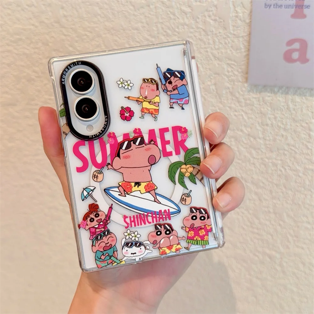 Zabawne etui magnetyczne na telefon Crayon Shin-chan do Samsung Galaxy Z Fold 8 Ultra Fold 7 Fold 8 Fold 7 z podstawką Magsafe i łańcuszkiem — zdjęcie produktu 6