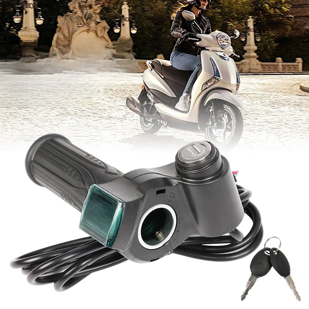 AliExpress 24/36/48/60/72V LED Digital Meter Electric Bike Scooter Throttle Grip Handlebar with Power Switch LED display BicycleAccessories