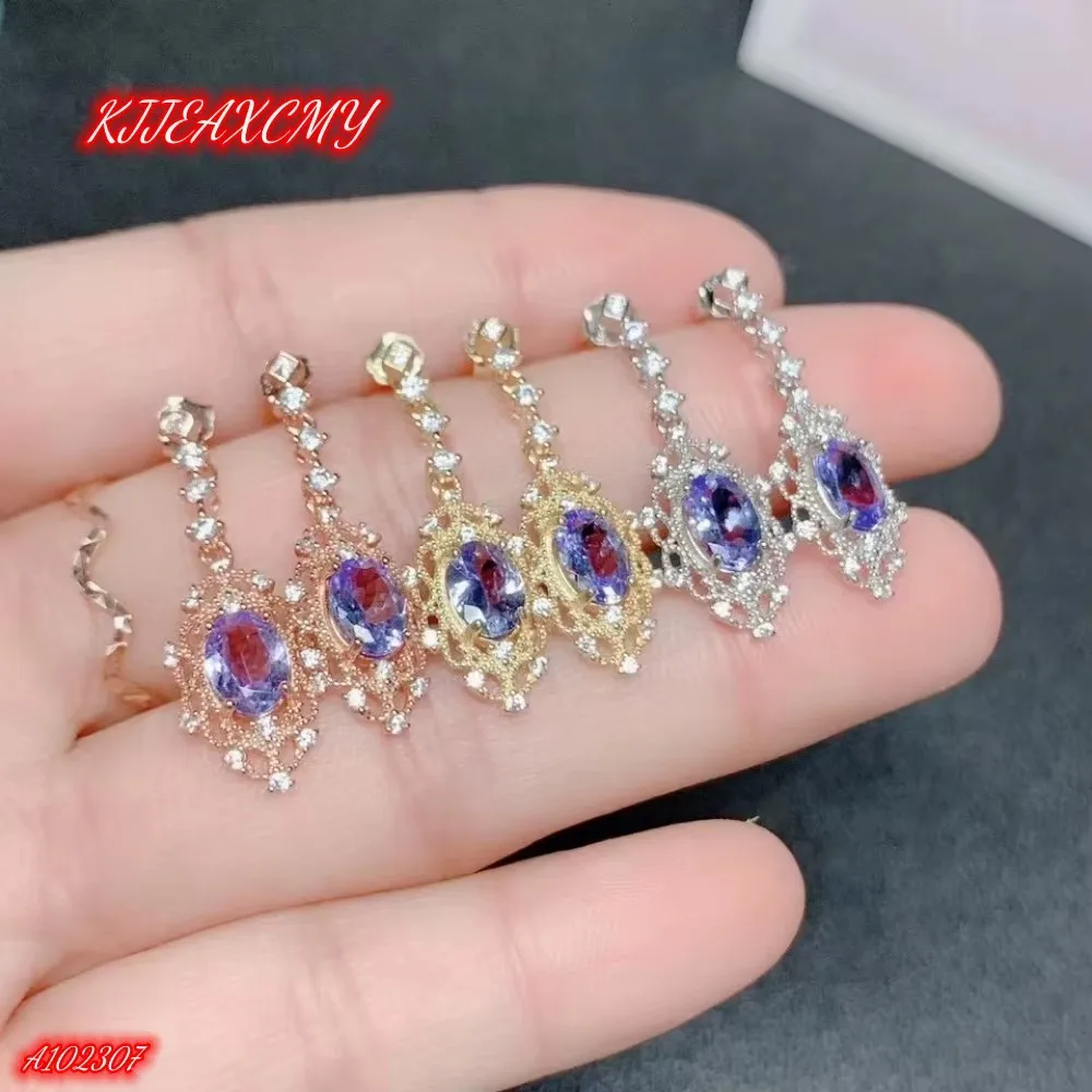 

KJJEAXCMY Brand Boutique Women's Luxury Ear Studs Jewelry 925 Sterling Silver Natural Tanzanite Gem Gift for Party Girlfriend
