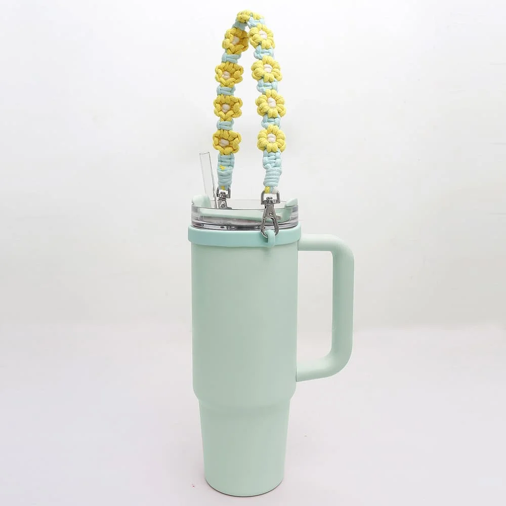 [1 + 1 discount] Flower ROP tumbler strap carrier silicone handle holder Stanley water bottle accessories compatible decorating