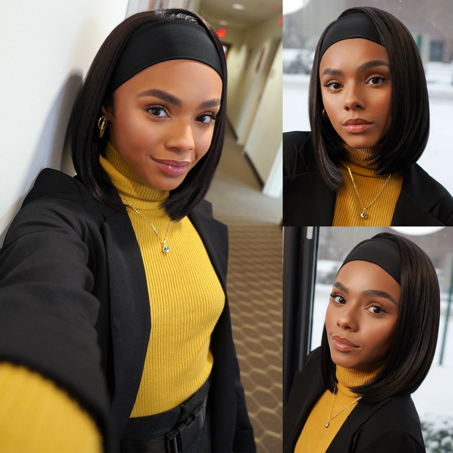 프로가 만든 스튜디오 컷 글루리스 노 레이스 헤드밴드 합성 가발 HBW001