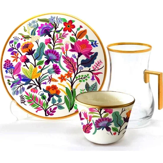 

Toygar Drop Handle Efe Tea Set 6+6 Exotic