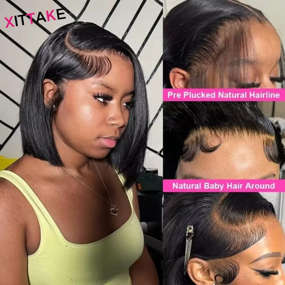 250% 13X4 5X5 Parrucca frontale in pizzo per capelli umani Bob Glueless Parrucca per capelli umani 13X4 Hd Parrucche frontali in pizzo trasparente per capelli umani per donna