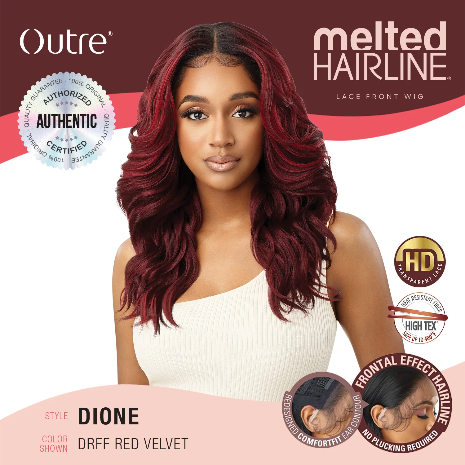 Outre Melted Hairline HD Lace Front Wig Dione – Seamless Hairline, HD Lace, Natural Look, Soft Texture, Ready-to-Wear