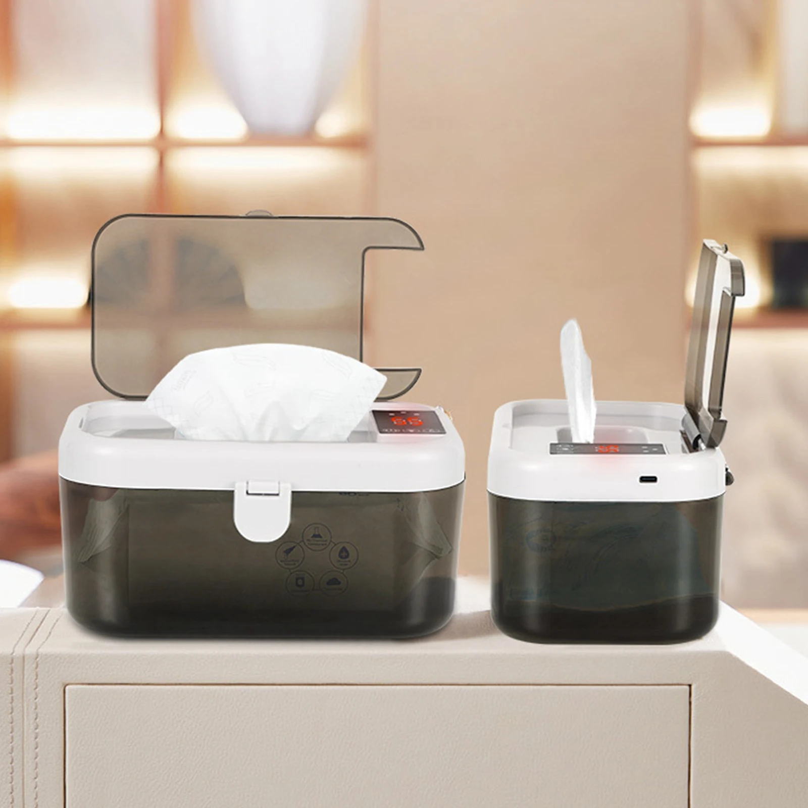 휴대용 USB 아기 물티슈 디스펜서, 차량, 가정, 침실용 지능형 온도 조절 기능 탑재