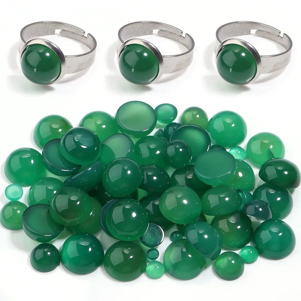 10 pièces pierre naturelle Cabochon perles rondes vert Agatte Cabochons perles en vrac Cabochon camée pour la fabrication de bijoux bricolage anneaux collier