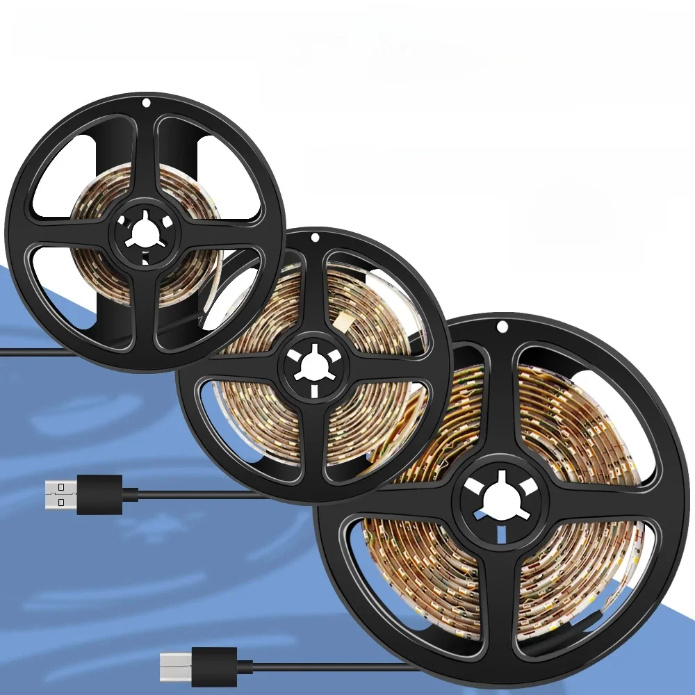LED Strip Light DC5V Flexible Tape Lamp Waterproof Wardrobe Bedside Stair TV Backlight Decor 0.5M 1M 2M 3M 4M 5M Cold Warm White