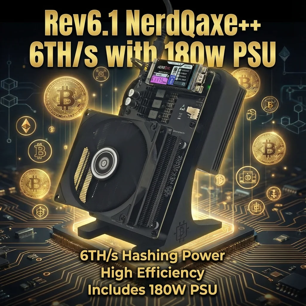 NerdQaxe++ Rev 6.1 NerdQaxe 6th Home Bitcoin Mini Mining Machine Solo Miner 100W power consumption Rev6 NerdQaxe++