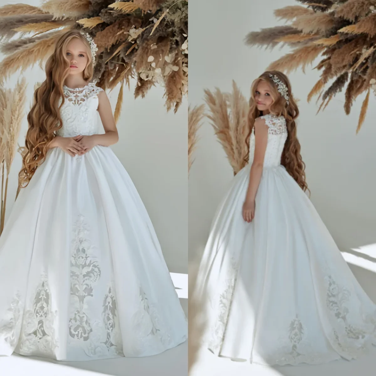 فستان فتاة الزهور بخياطة من الدانتيل بنمط توتو أنيق وحلو لحفلات الاستقبال الرسمية والاحتفالات العطلات