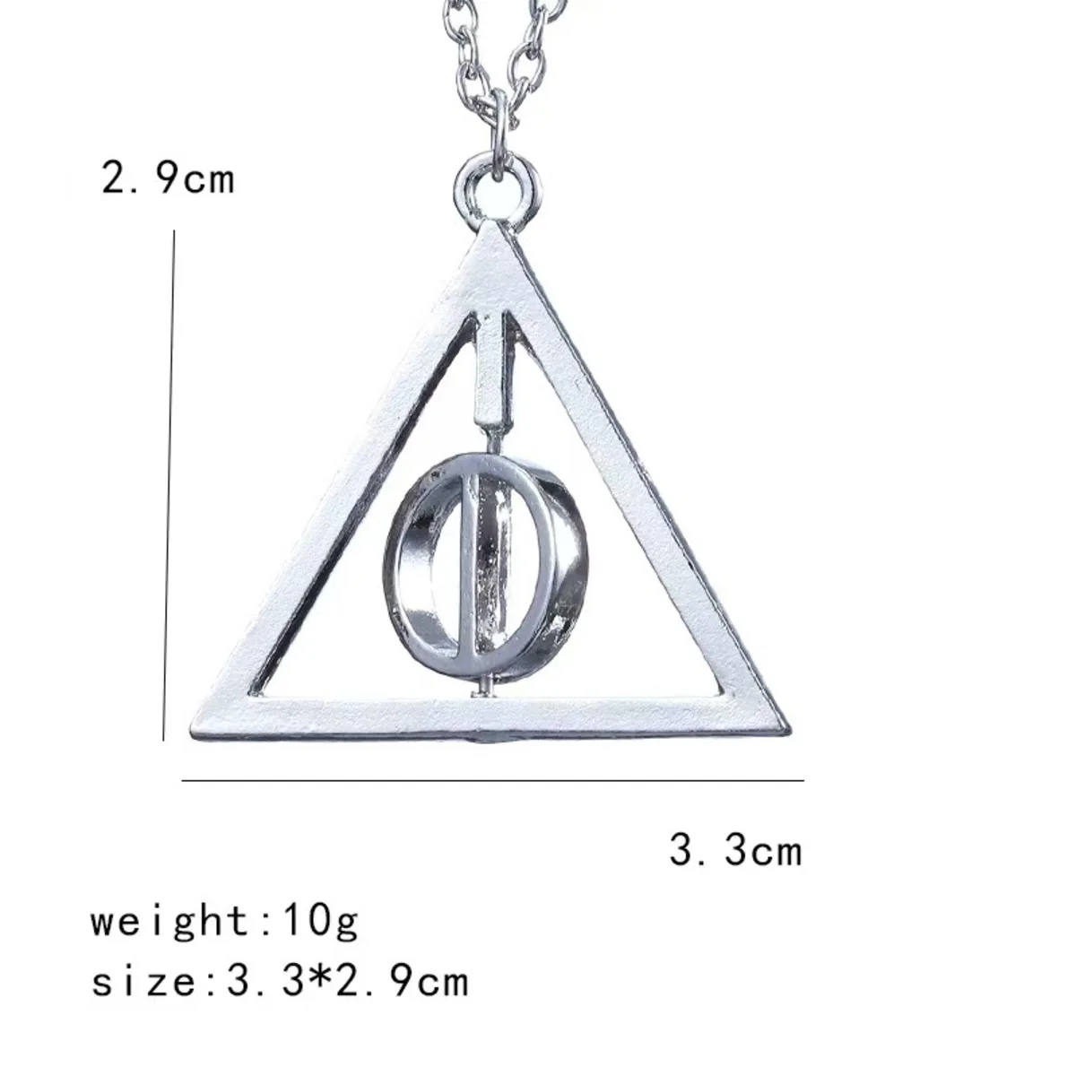 Fashion New Deathly Hallows Magic Triangle Rotatable Necklace Golden Swivel Necklace Pendant Movie Necklace Jewelry image 6