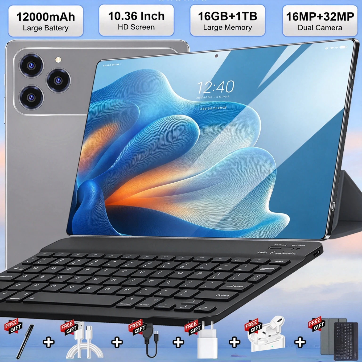 Tableta Android de 10 núcleos y alta velocidad, modelo 2026, con pantalla de 10,36 pulgadas, versión global, batería de gran capacidad de