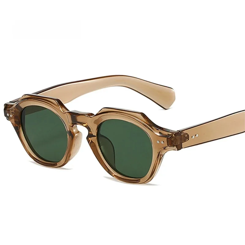 SO & EI mode petit polygone carré lunettes de soleil femmes rétro Rivets nuances UV400 hommes rouge bleu lunettes de soleil