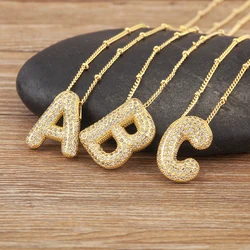 Nidin High Quality Shiny Zircon A-Z Letters Pendant Necklace Name Initials Alphabet For Women Luxury Jewelry Accessories Gifts