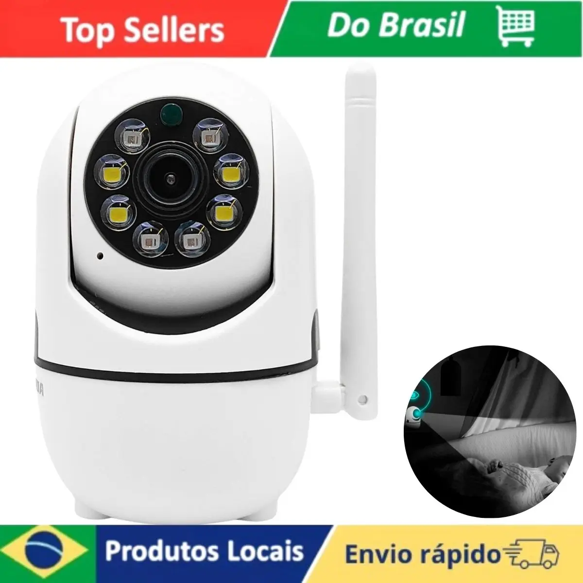 Câmera De Vigilância Wi-Fi 1080P Com Visão Noturna Áudio Bidirecional E Detecção De Movimento Para Segurança Residencial