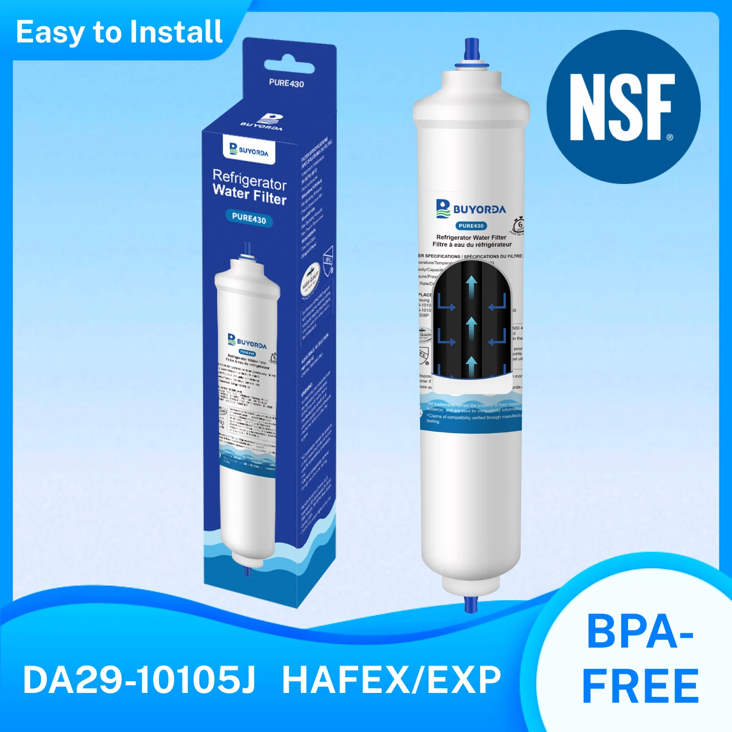 GXRTDR GXRTQ GXRTQR Filtro De Agua Para Refrigerador 3 Pack Para for GE Para for Samsung DA2910105J HAFEX EXP Para for Whirlpool 4378411RB 5231JA2010A Compatible