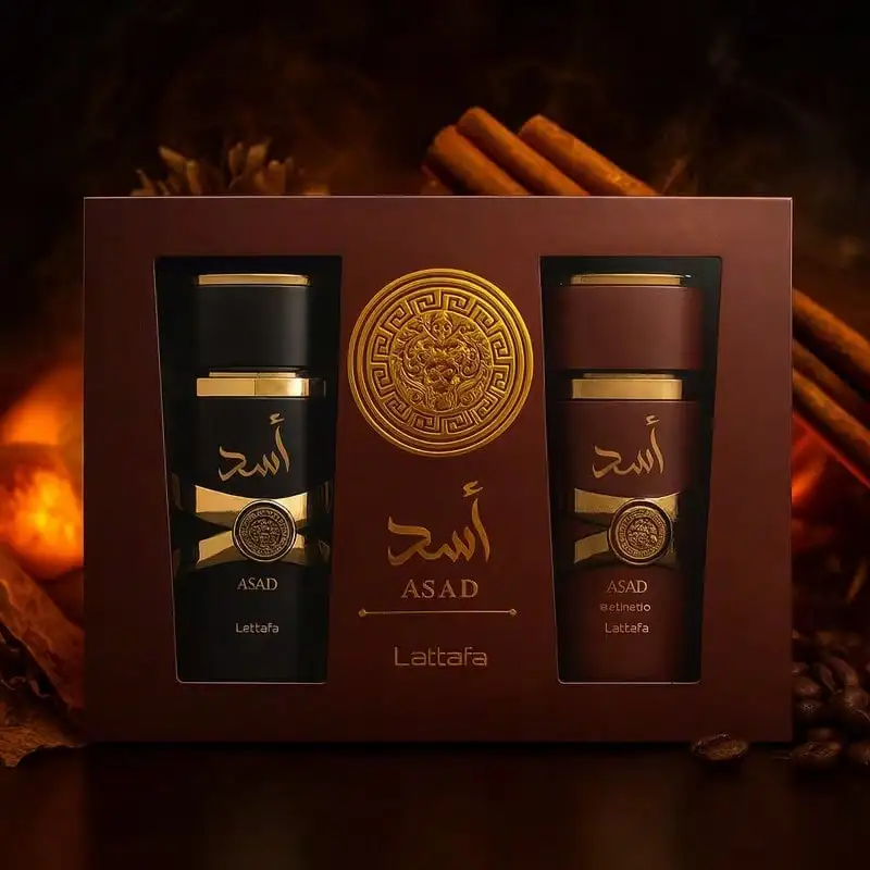Perfume Lattaka Asad para hombre, box-Asad 100ml + Asad Bourbon 100ml, perfume unisex