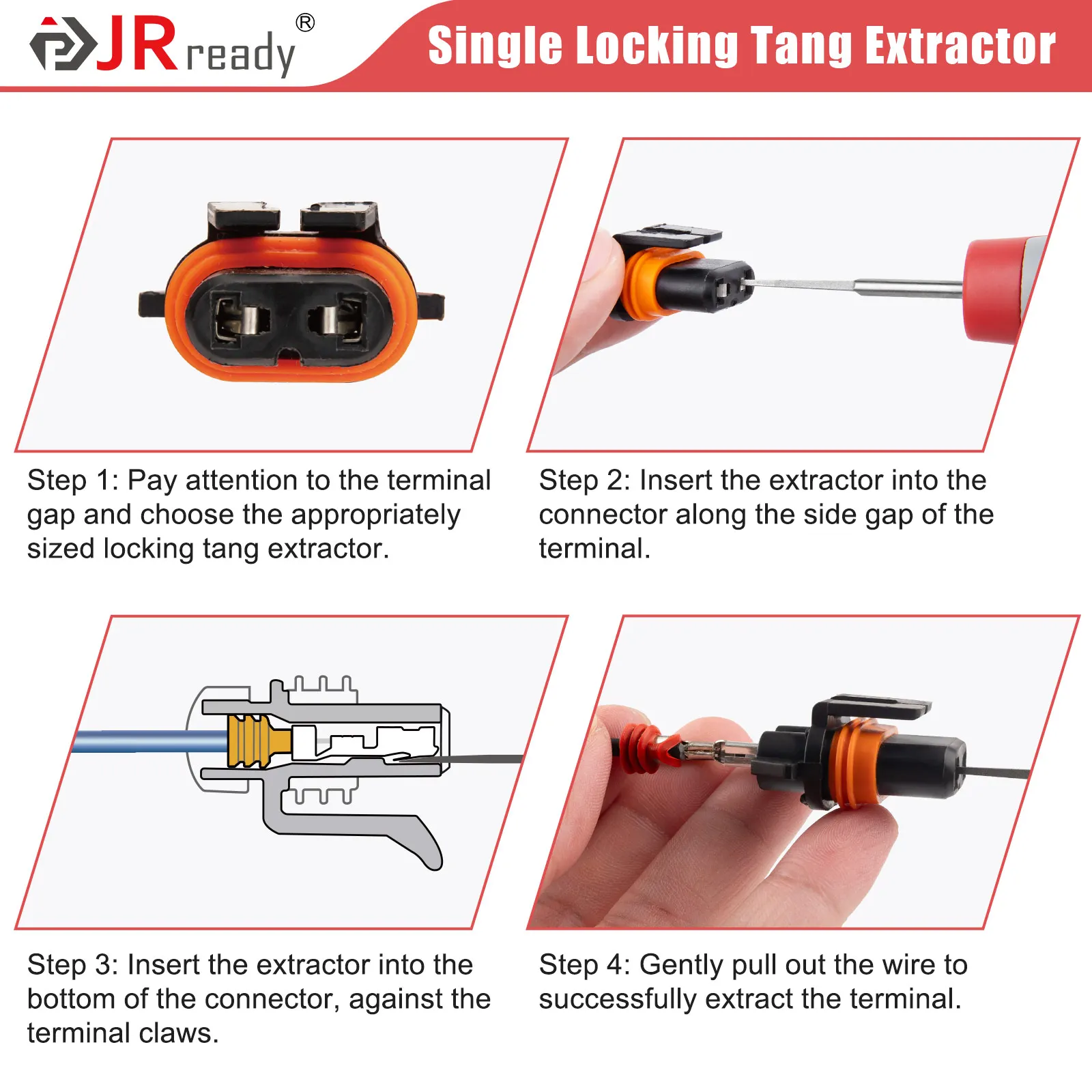 JRready JRconDRK-DMP280M Extraction Tool For Delphi Metri-Pack 150/280/630 And Other Small Single Spring Terminals