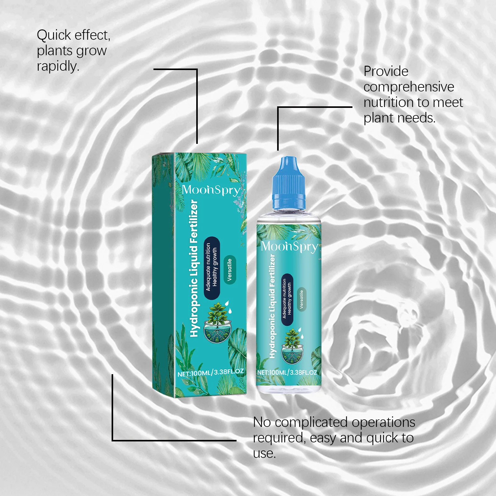 Moonspry 100 مللي الأسمدة السائلة المائية الورقة الخضراء زهرة النمو المغذيات الملحق الأسمدة النباتية محلول المغذيات