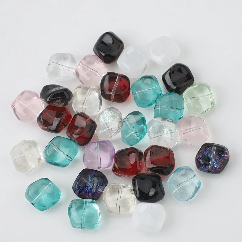 TX41 20Pcs/lot 11MM Polychrome Irregular Square Glass Exquisite Charms Minimalist Jewelry Handmade Making Diy  Accessories