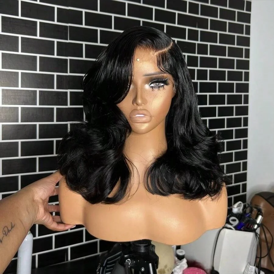 الجسم موجة بوب شعر مستعار شعر الإنسان 13X4 13x6 الدانتيل الشفاف الباروكات الأمامية 200% اللون الطبيعي خصلات الشعر المستعار الإنسان للنساء قبل قطعها #3