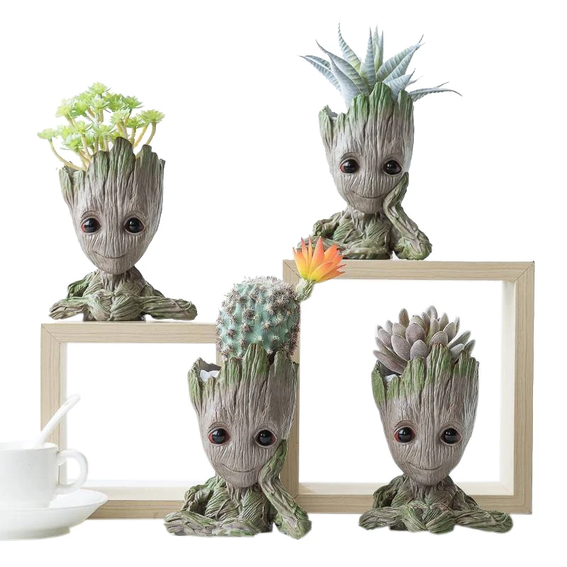 Groot Blumenvase Büro Arbeits zimmer Bücherregal Anzeige Cartoon Baum Mann Figuren Blumen arrangement Pflanzer Haushalts bedarf
