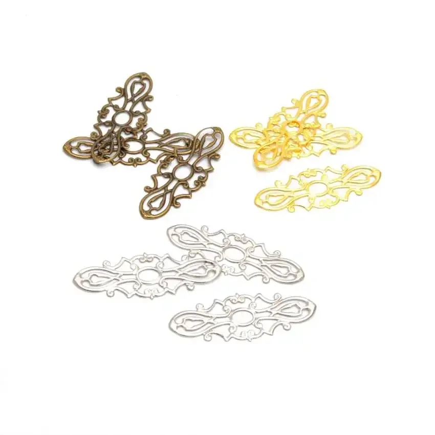 20 sztuk kwiat filigran okłady złącza wyrób metalowy na prezent dekoracje DIY ustalenia 38*15mm — zdjęcie 2