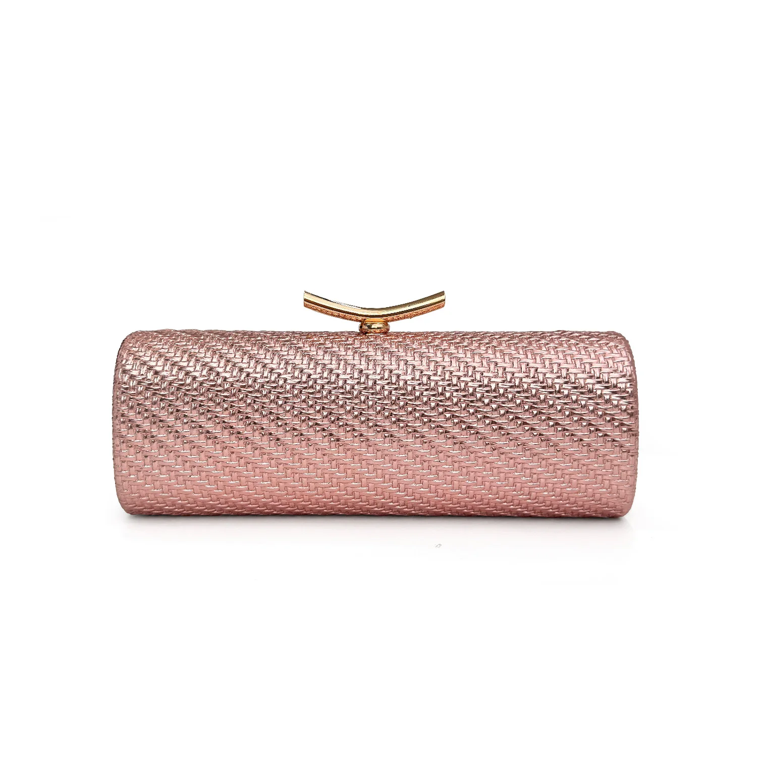 Gewebte zylindrische Damen-Abendtasche, luxuriöse unifarbene Handtasche, stilvolle Party-Hochzeits-Clutch, elegante vielseitige Umhängetasche – Detail 11
