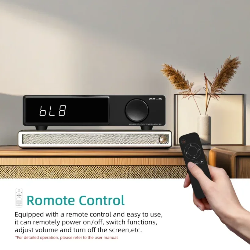 SMSL PA40 HiFi Digital Power Amplifier MA5332 DAC Class D EQ Bass Treble Adjustment Romote Control Built-in Power Supply