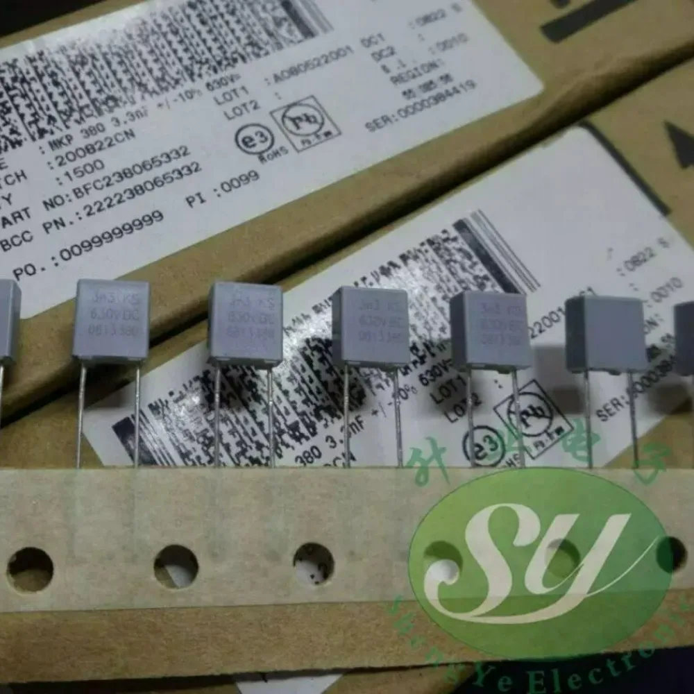 10pcs/lot MKP380 0.0033uf 630v 3.3nf 3300pf 3n3 332 K Brand New 5mm Film Capacitor 222238065332