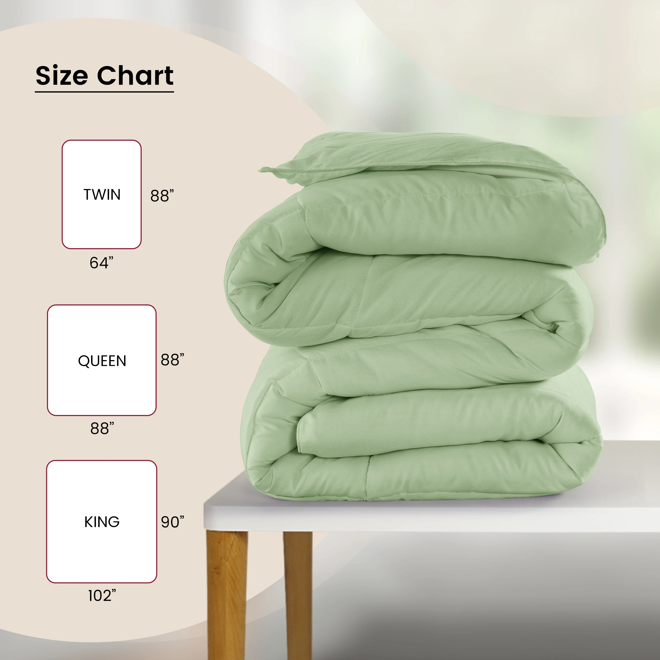 لحاف بديل من Lux Decor Down - قطعة واحدة من حشوة لحاف رقيق مع تصميم غرزة الصندوق - فراش ناعم ومريح، 102 بوصة × 90 بوصة