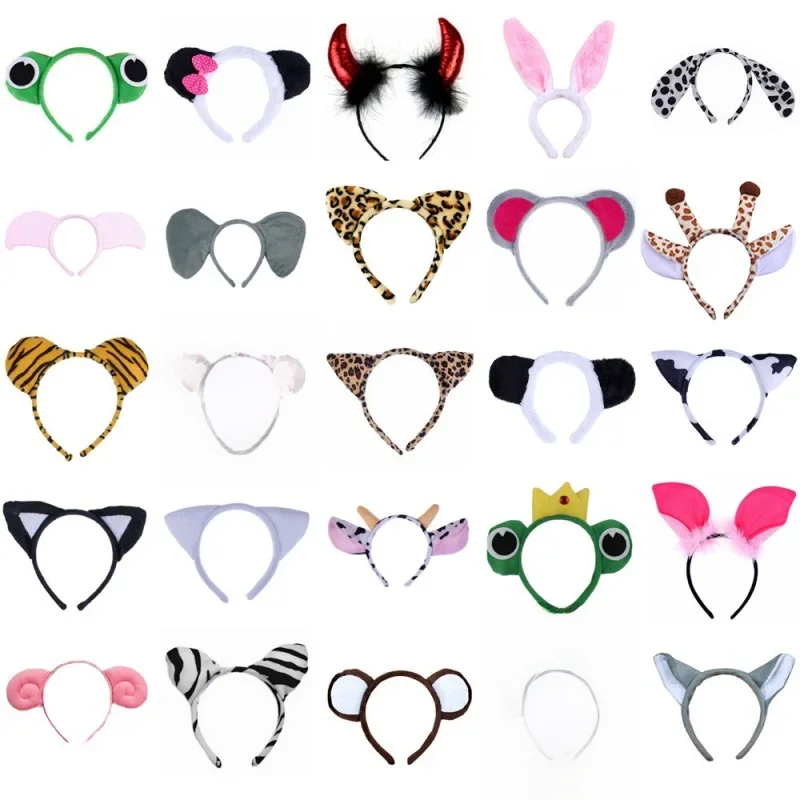 Cute Cartoon nakrycia głowy ze zwierzętami Cosplay Anime żaba małpa tygrys Masquerade impreza z okazji Halloween rekwizyty Kawaii opaska z kotem prezenty urodzinowe — zdjęcie 2