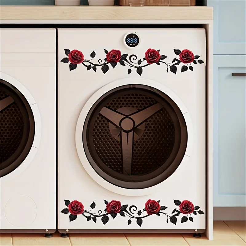 2Pcs Painted Warm and Cozy Rose Flower Vine Pattern Wall Stickers and Window Stickers, Self-Adhesive Pvc Home Decor Stickers, Suitable for Living Room, Bedroom, Dining Room, Bathroom, Kitchen, Washing Machine, Entryway, Doors and Windows, and Wall Decals, Easily Create a Warm and Fun Space, a Creative and Thoughtful Gift for Family, Friends, and Loved Ones