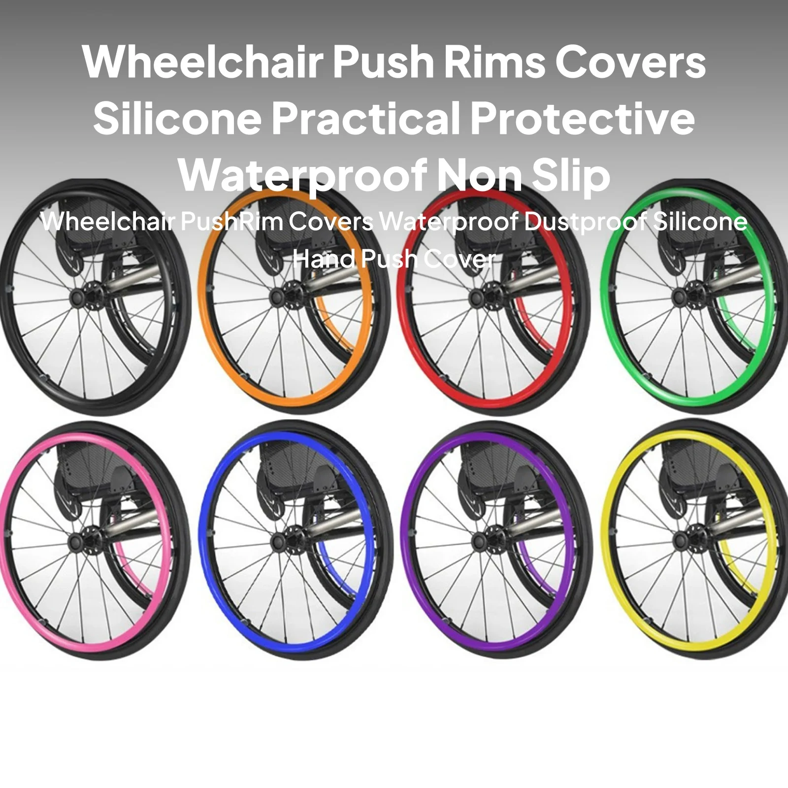 Silicone Wheelchair Push Rim Covers Non-Slip Hand Push Rim Protector Waterproof Dustproof Wear Resistant Wheelchair Accessories