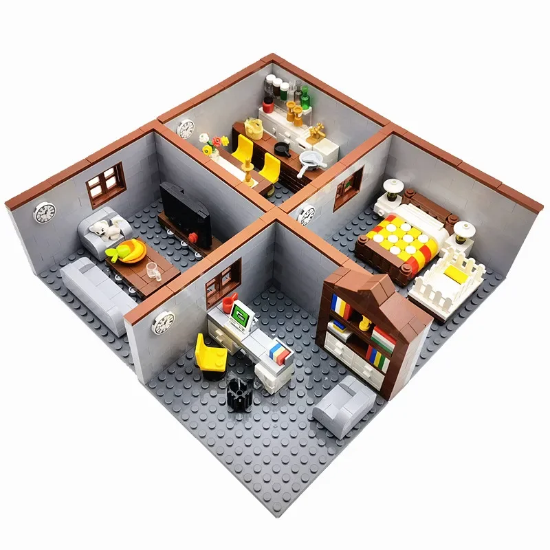 Maison de ville blocs de construction jouets pour enfants garçons fille bricolage cadeaux MOC briques chambre salon meubles modèle Juguetes blocs
