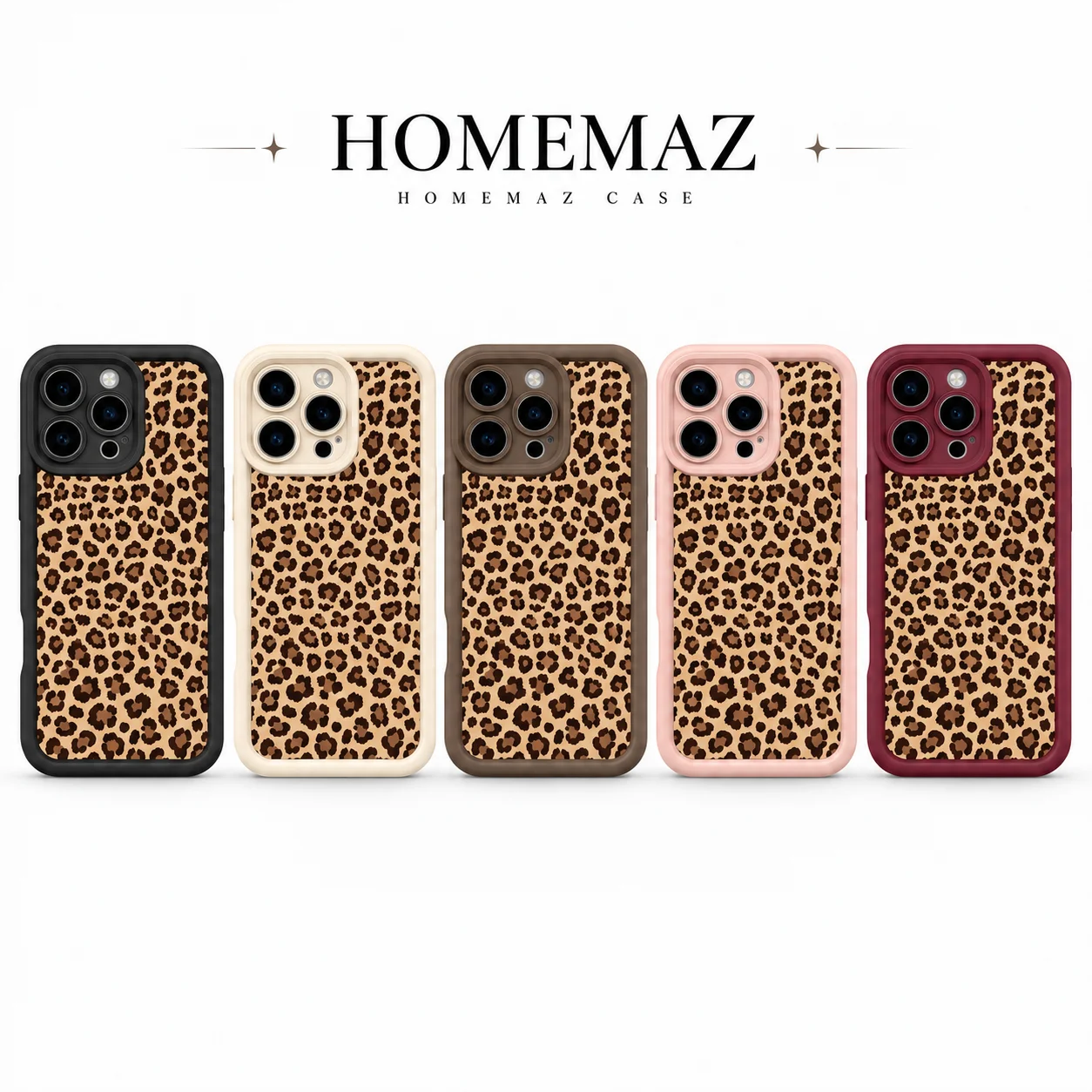 Leopard Print Phone Case for iPhone X-18 Pro Max, Soft Shockproof Cover with Raised Camera Guard, Slim Fit Stylish Everyday Case