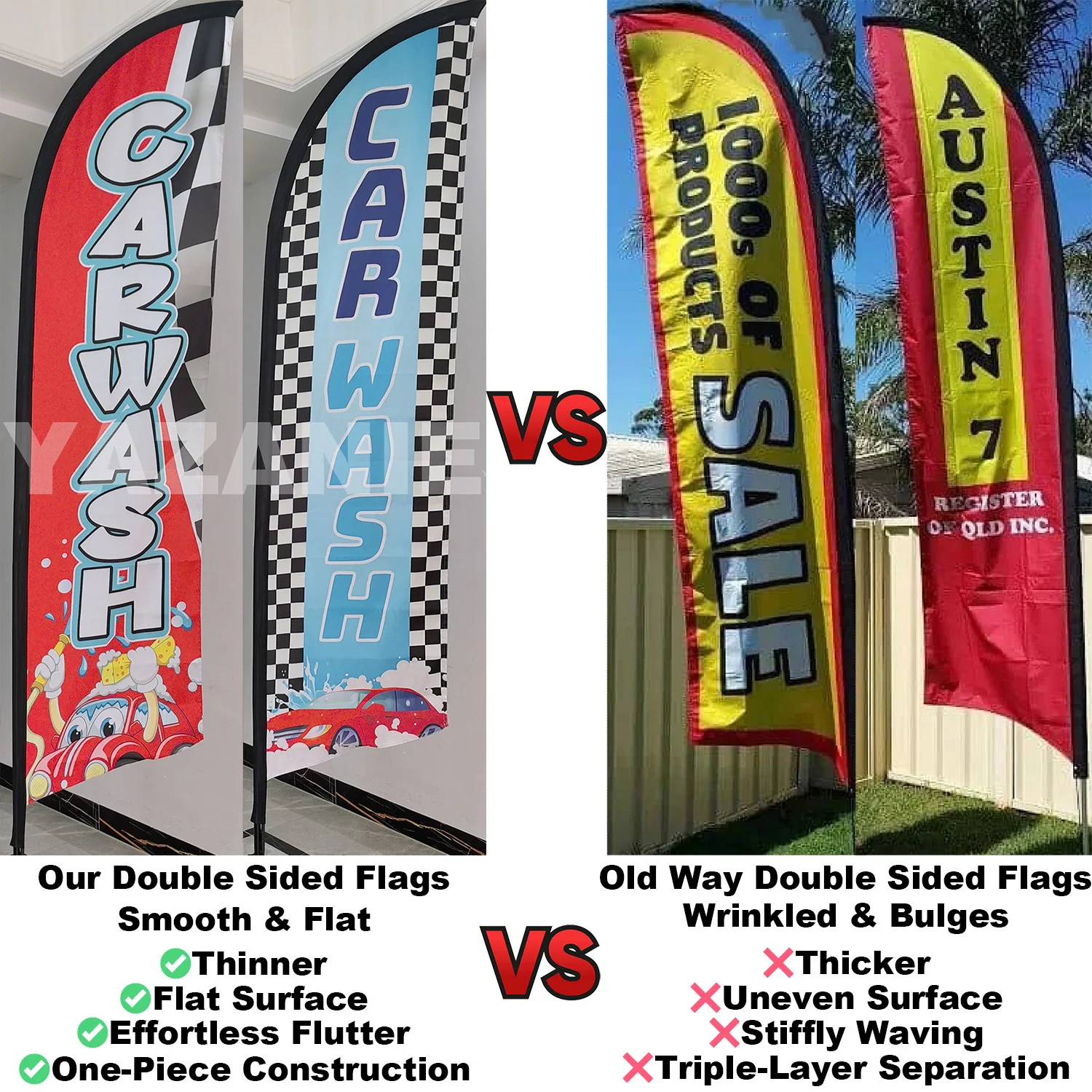 8FT 11FT 13FT Car Wash with Checkers Windless Feather Flag Tire Sale Single Double Sided Custom Outdoor Banner Swooper Bach Flag