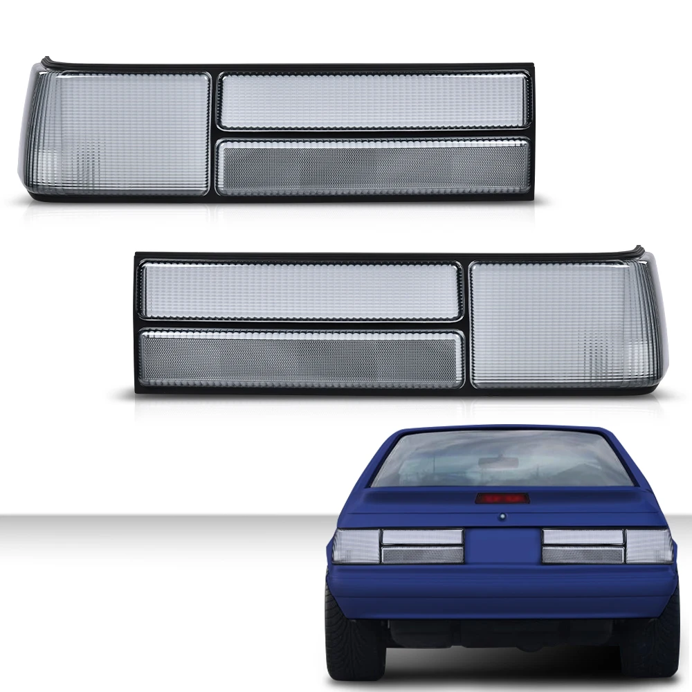 

1 Pair Smoke Lens Rear Tail Lights Brake Lamps Fit for Ford Mustang 1987-1993 Lh&Rh Smoked Housing Waterproof Snowproof Durable