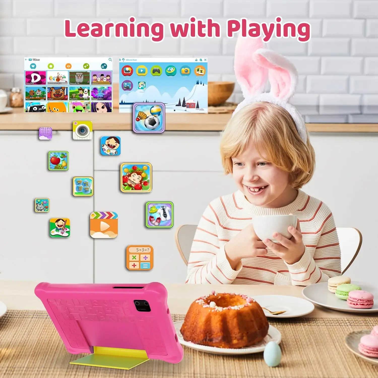 AEEZO 7 Inch Kid Tablet Android Tablets 5GB RAM 32GB ROM 128GB Expand WiFi Bluetooth Dual Camera Children's Gift Kids Software