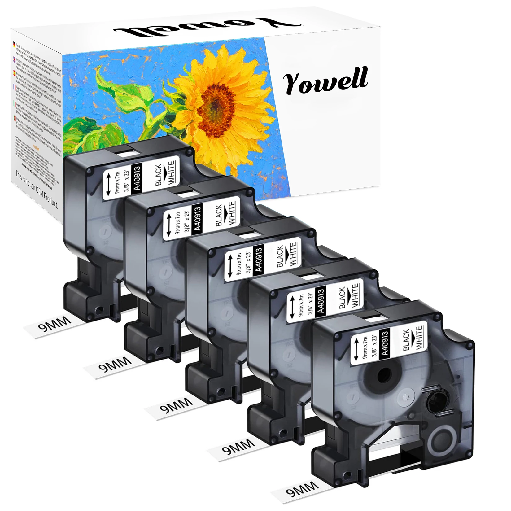 Yowell 5 X 40913/S0720680 (9mmx8m) Kompatible Etiketten, kompatibel mit Dymo LabelManager 100, 300, 120P, 150, 160, 200, 210D, 220P – Detail 1