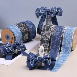 9 Yards 25mm/40mm Jean Flower lace Ribbon DIY Handmade Materials Headwear Hair Bow Shoes Clothing Sewing Accessories Home Crafts