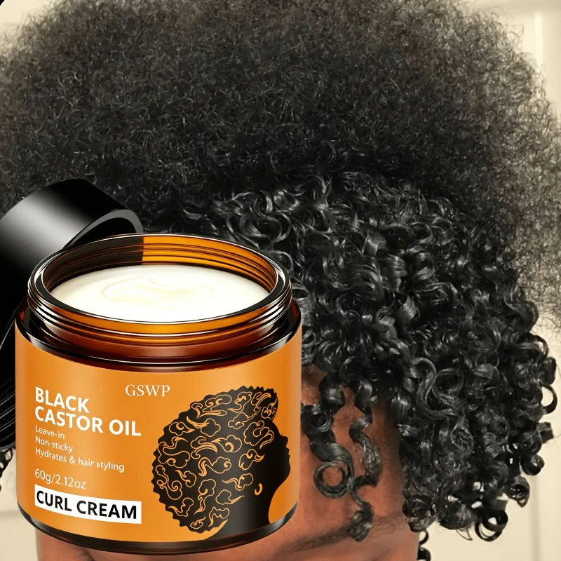 GSWP Black Castor Oil Curl Cream. Moisturizing, Creating Smooth, Bouncy Curls. Long-Lasting Hold Without Stiffness. 60/120g
